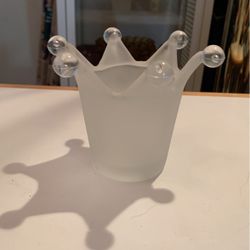 Vintage Clear Glass Crown Candle Holder Decor 