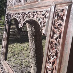 Carved Teak Wood Mirror Frame