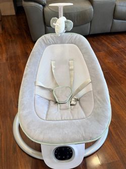 Momcozy CocoSway Electric Baby Swing for Infant, 180° Rotating Seat, 6 Parent-Like Sway Motions & 4 Speeds, Remote Control, Machine-Washable Cover, Gr