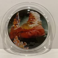 NEW Vintage 1994 Coca-Cola Santa Claus Glass Platter 13” wide #5539. In original Box coke Christmas 