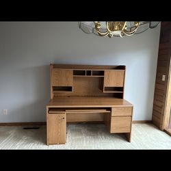 Large Oak Wood Desk 