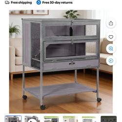 Aivituvin Hamster Cage Large Guinea Pig Cage with Metal Frame Movable Rat Habitat with Aluminium Alloy Edge, Plastic Deep Not Leakage Pull Out Tray,St