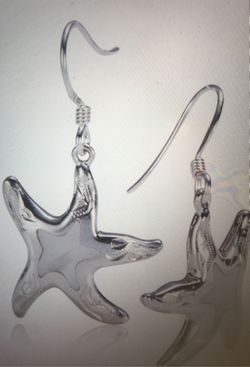 Sterling Silver Starfish Hook Earring With Scrolling and Mother-of Pearl Inlay
