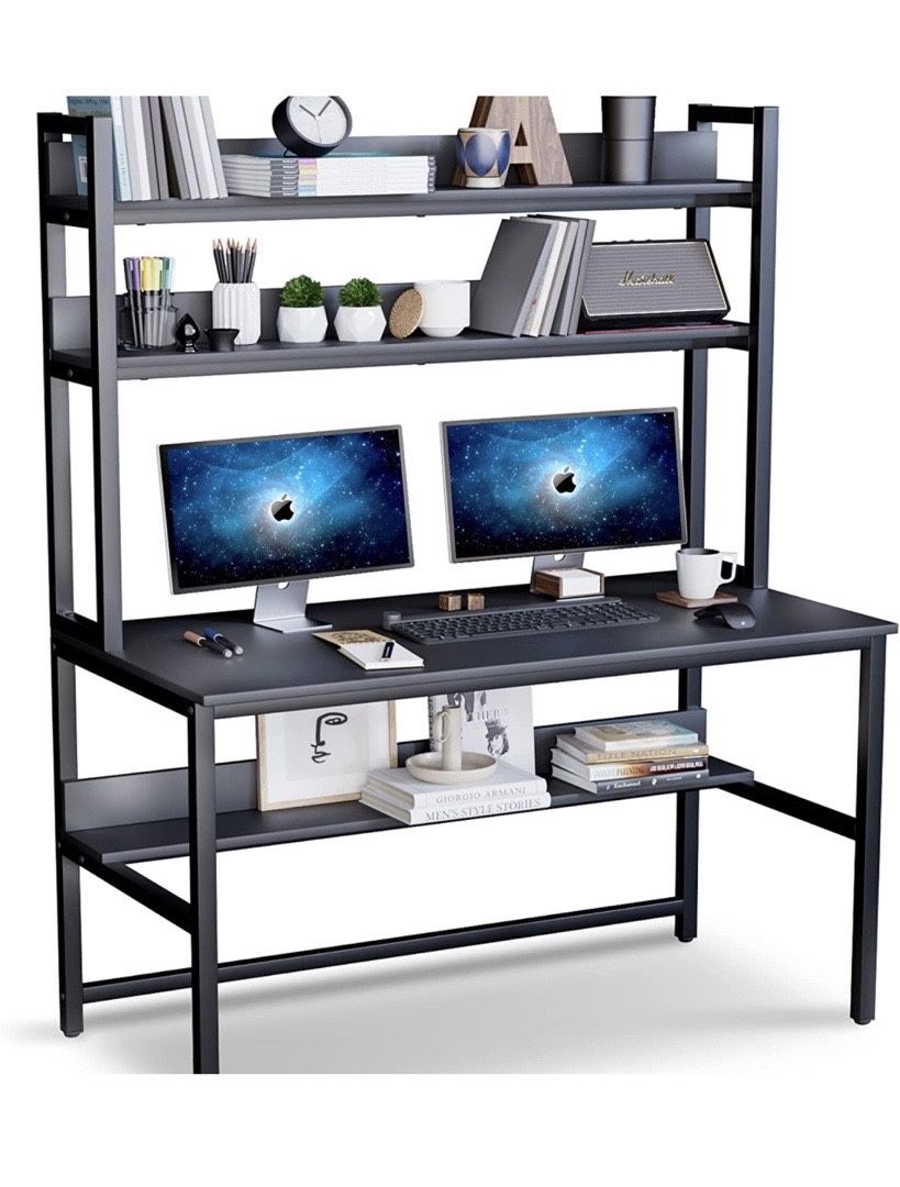 New  Blue Desk With White Legs Plus Hutch 