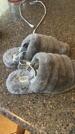 Gray UGG slides