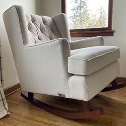 Tufted Linen Rocking Chair