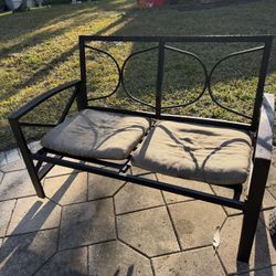 Outdoor Black Metal Bench 