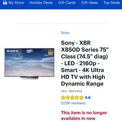 SONY  XBR 75x850D. 75” LED