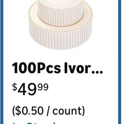 100 ELEGANT PLATES 50 DINNER 50 CAKE IVORY WITH GOLD BEADS DISPOSABLE HARD PLASTIC