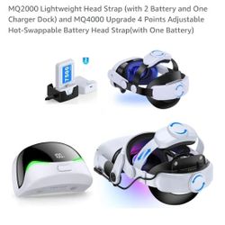 New MQ2000 Lightweight Head Strap (with 2 Battery and One
Charger Dock) and MQ4000 Upgrade 4 Points Adjustable
Hot-Swappable Battery Head Strap