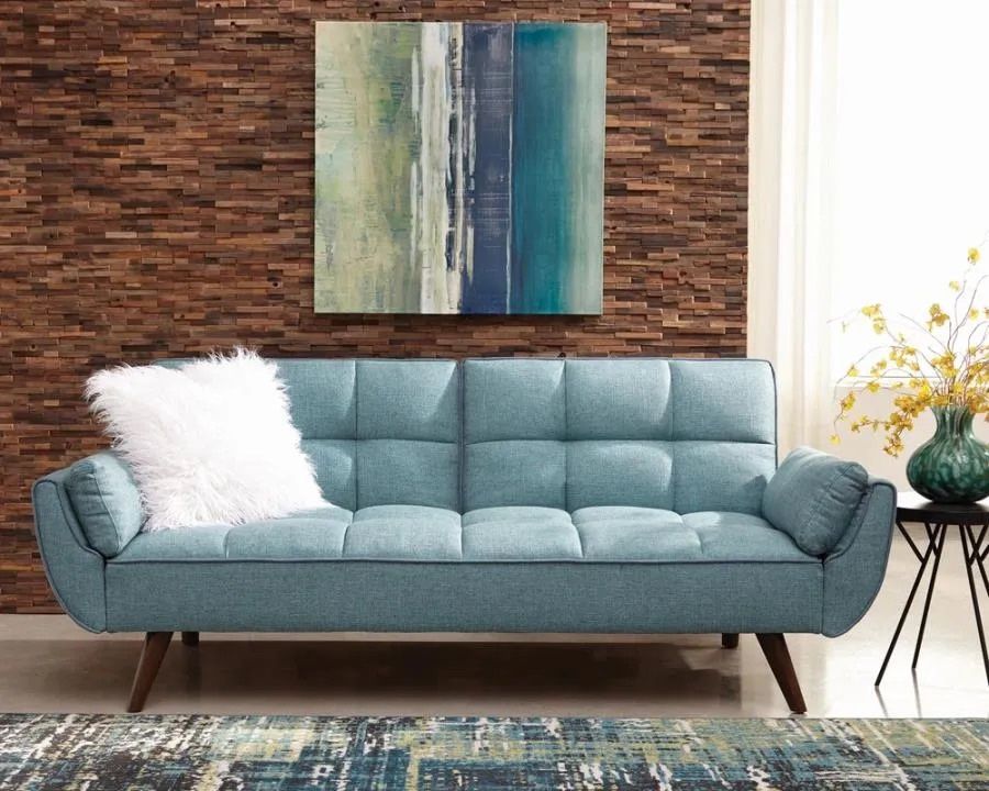 Caufield Biscuit Tufted Sofa Bed Turquoise Blue Now 689.00 Limited Time Offer ! Free Delivery  Home & Garden