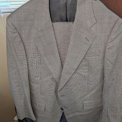 Jos. A Bank Men's 43 L Houndstooth Wool Silk Blazer Sport Coat Jacket With Pants