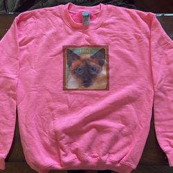 kids crewneck sweatshirt  (pink) blink-182 cheshire cat album (youth large)  