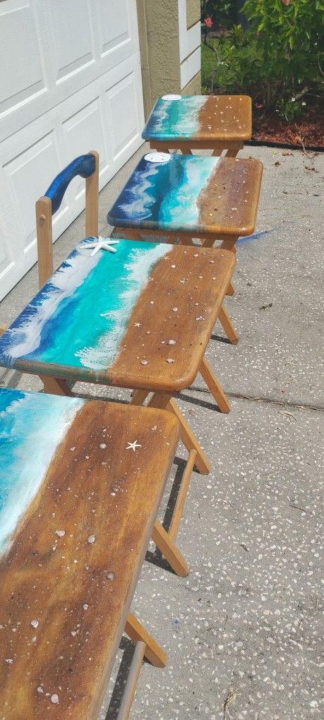 Beautiful Epoxy Resin Ocean/ Beach Yables