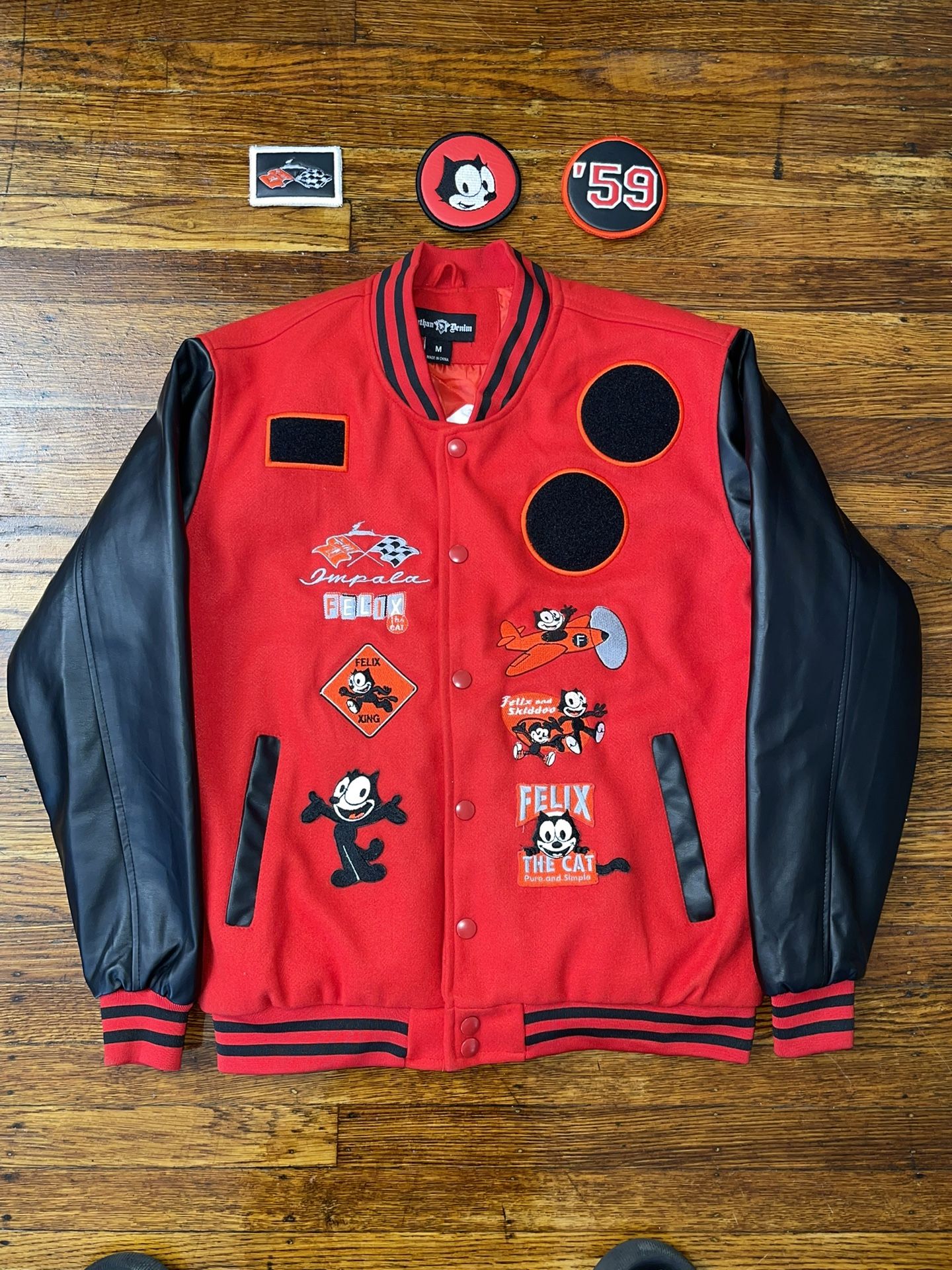 Felix Lowrider Varsity jacket W Removable Puff Leather Patches 