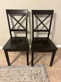 Modern Farmhouse Wood X-Back Armless Dining Chairs Kitchen, Set of 2, Black