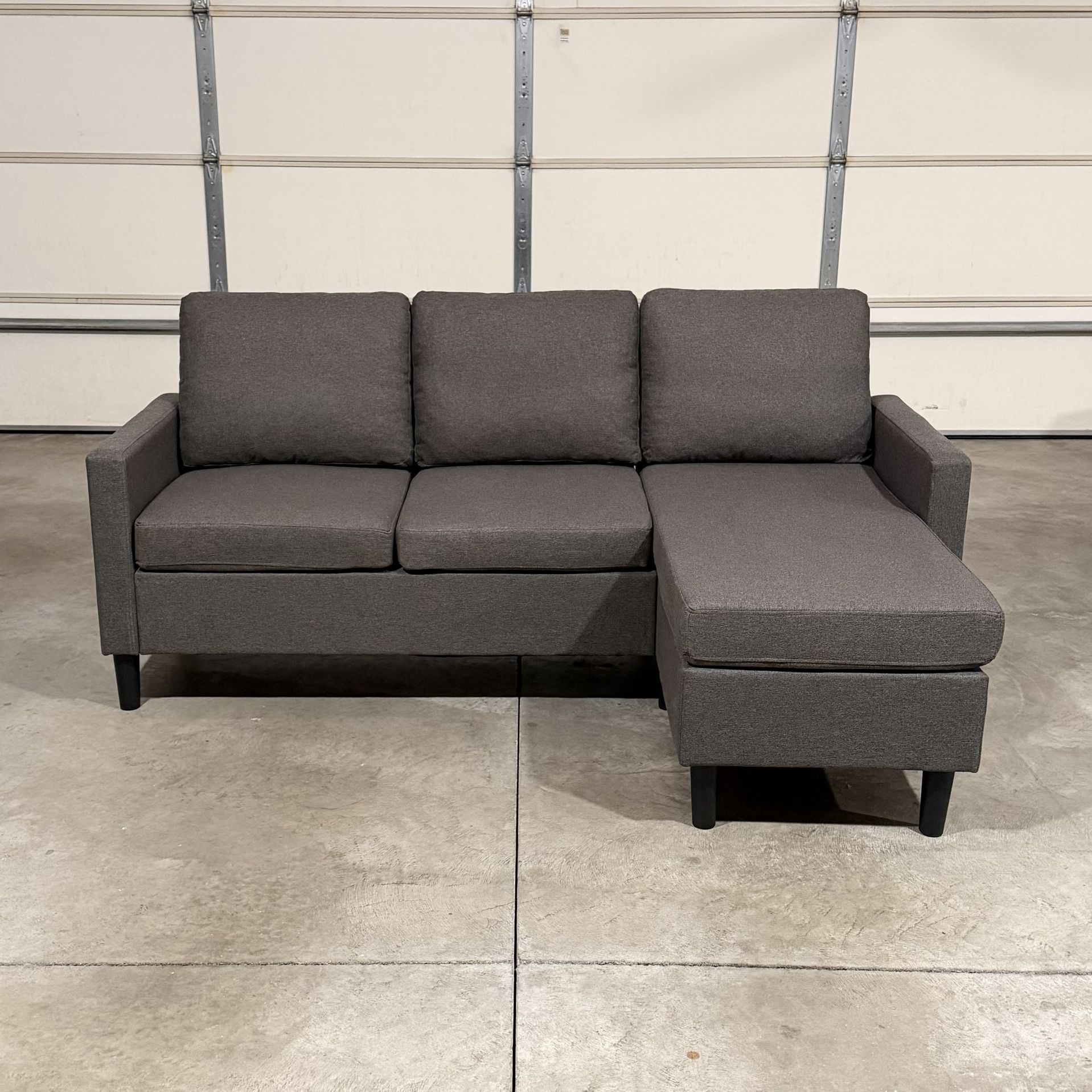 New Dark Gray L-Shaped Sofa / Couch (Can Deliver)