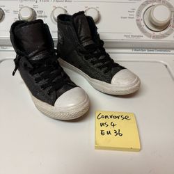 Converse Chuck Taylor All Star high-top sneakers white toe cap. US 4 EU 36 black glitter