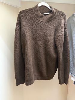 ZARA Men's Dark Brown Turtleneck Knit Sweater