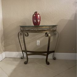 Glass And Metal Hall Table 