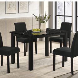 Black Dining Table & 4 Chairs 