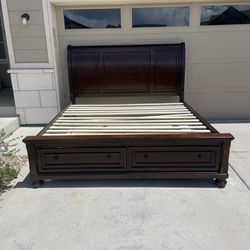 Ashley Furniture King bed frame with drawers