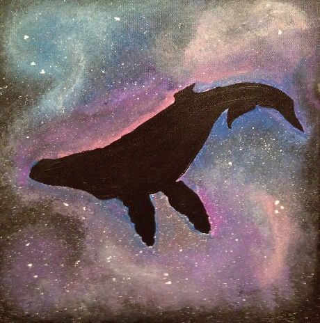 Original painting galaxy whale canvas wall art home decor