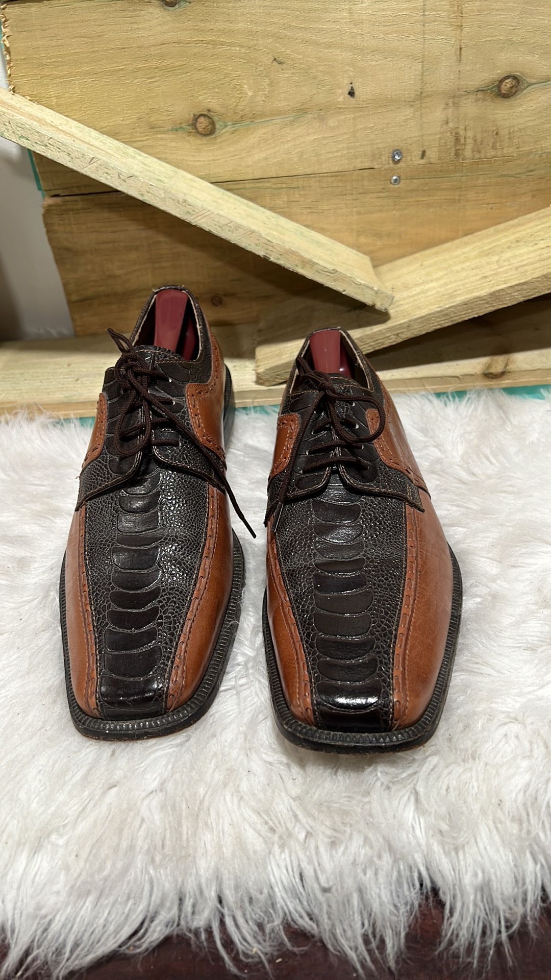 Giorgio Brutini Men Brown & Black Alligator print  Leather Oxford Size 10