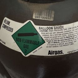 Full Ballon Grade Compressed Helium Cylinder Airgas HE BL200X