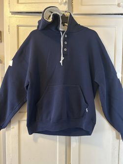 Vtg Russell Athletics heavy weight Henley Hoodie 90s Streetwear Sz L - M
