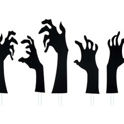 5-Pack Halloween Black Hands Yard Stakes
