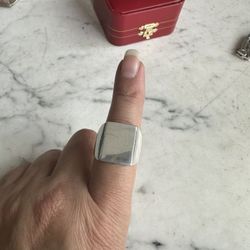 Vintage , Solid 925 Sterling Silver Signet Ring , Size 10 , Hallmarked 925 Mexico , 16gr. , Plain Slate For Engraving Initials! Love It!! 