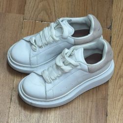 ALEXANDER MCQUEEN WHITE LEATHER KIDS' SNEAKERS SIZE US-11K
