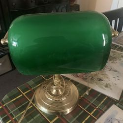 vintage brass bankers lamp