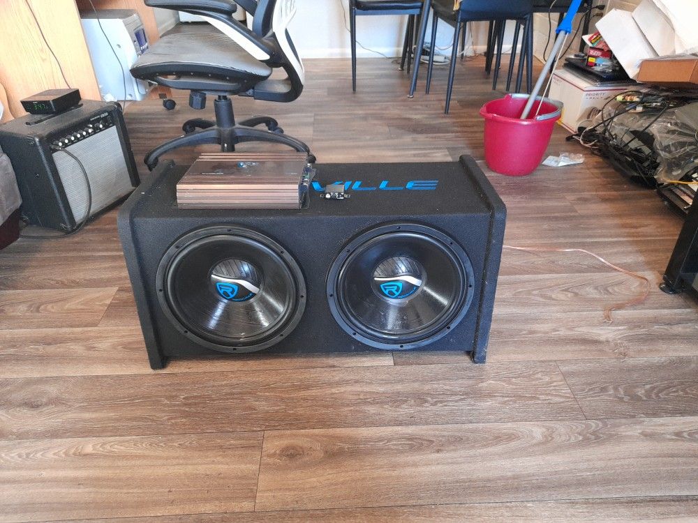 Rockville RV12.2B 1200w Dual 12" Car Subwoofer Enclosure+Mono Amplifier