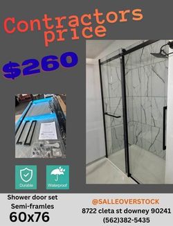 Shower door semi frameless 60x76