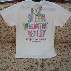 Simply Southern Women's Short Sleeve Tshirt Size Large Eat Sleep White