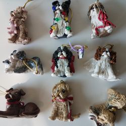 Clay dog Ornaments, dogs, Christmas, set of 9 dog figurines, very good condition, firm price
