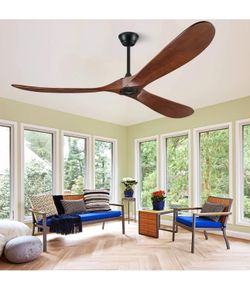 60 inch Ceiling Fan Without Light with Remote Control and Quiet DC Motor, Outdoor And Indoor
