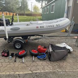 2021 West Marine RIB inflatable boat with Trailer and 15hp Motor