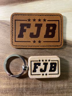 FJB Bundle: Iron On Patch & Engraved Beechwood Keychain