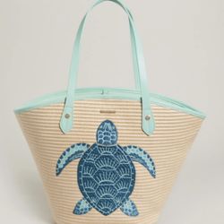 Spartina 449 Sea Turtle Straw Beach Tote