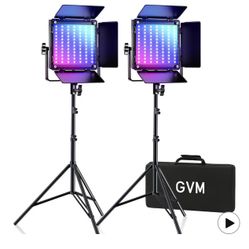 GVM 800D RGB Led Video Light, 2PCS Video Lighting Kit with APP Control, 40W Photography Lighting Led Panel Light with 18 Kinds of The Scene Lights for