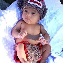 Sock monkey diaper cover set photo prop