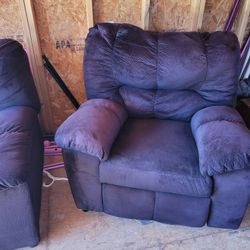 Love Seat With Recliner Plum Color