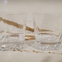 LOT of 2 Clear Glass Glasses Restaurant Bar Design Formal Whisky Brandy Rocks