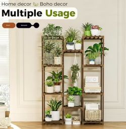 Bamworld large plant stand, shelves for indoor and outdoor plants, indoor plant holder for the living room, outdoor plant stand, for several indoor pl