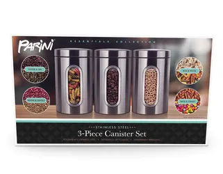 Parini 3-Piece Stainless Steel Canister Set, Brand New in Box