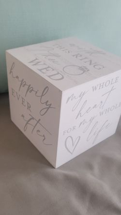 Wedding / Marriage Bliss Decor Cube In White And Gray
