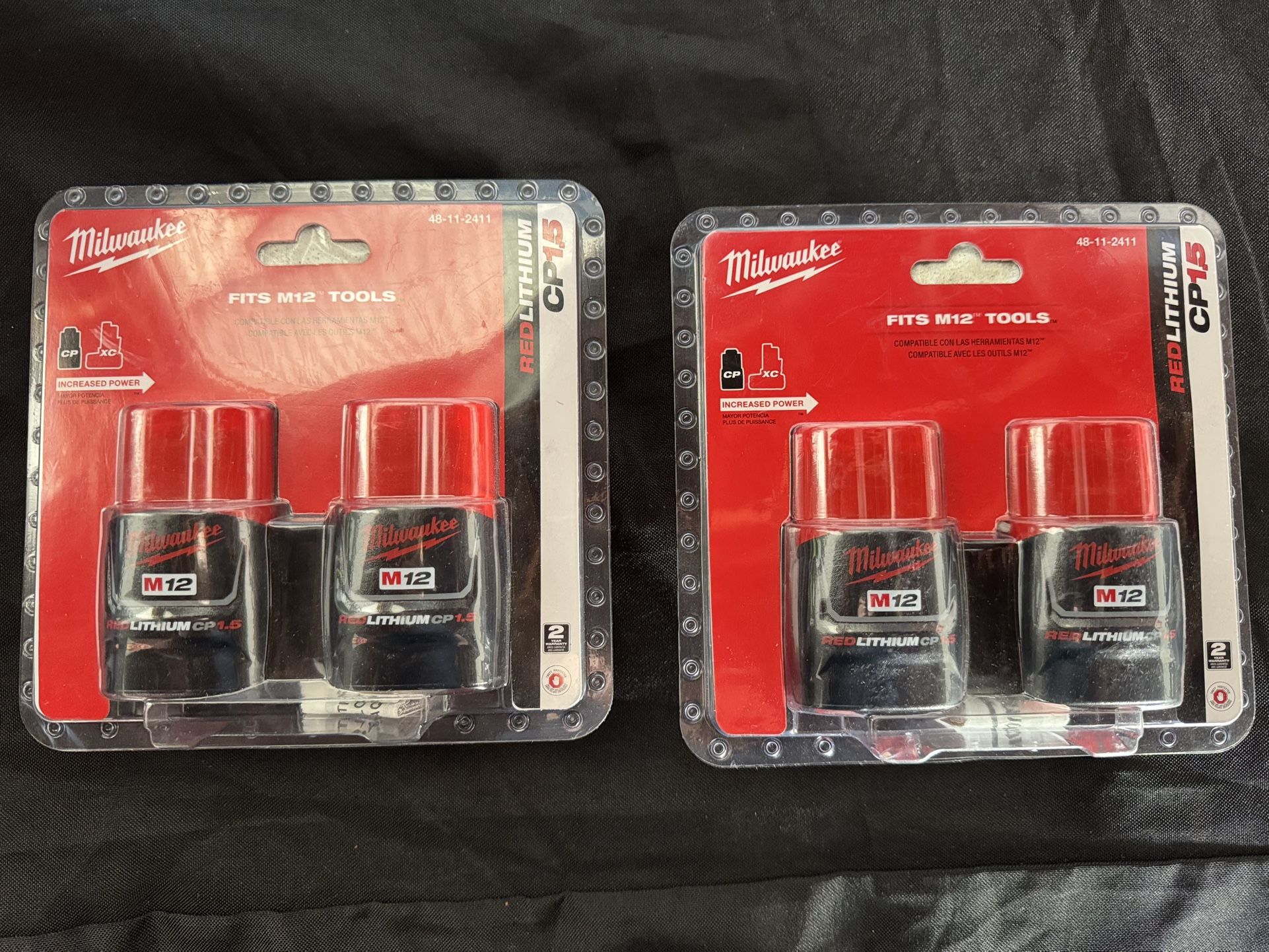 Milwaukee Tool 12V M12 Lithium-Ion Compact (CP) 1.5 Ah REDLITHIUM Battery (2-Pack)